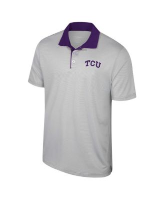 Men's Gray TCU Horned Frogs Tuck Striped Polo