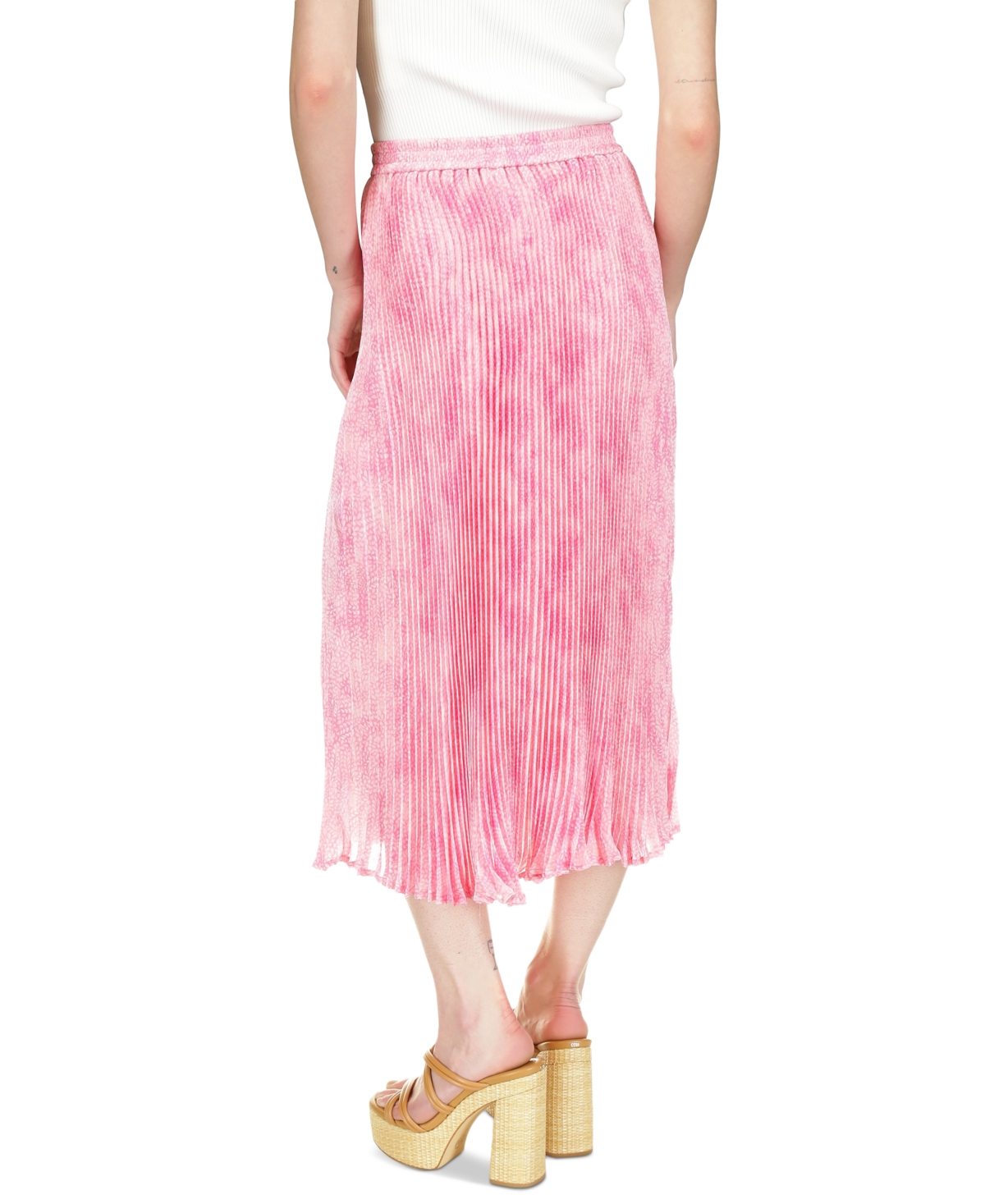 Michael Michael Kors Women's Tonal-Print Pleated Midi Skirt