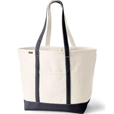 Extra Large 5 Pocket Open Top Long Handle Canvas Tote Bag