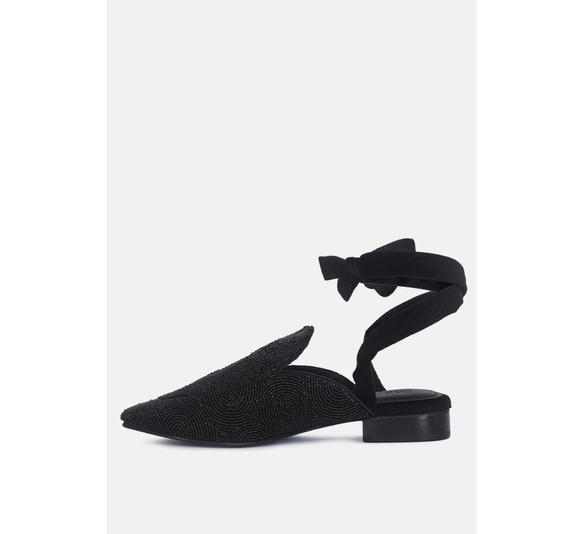 Rag & Co Kuba Womens African Intricate EmbroideryMules - Black