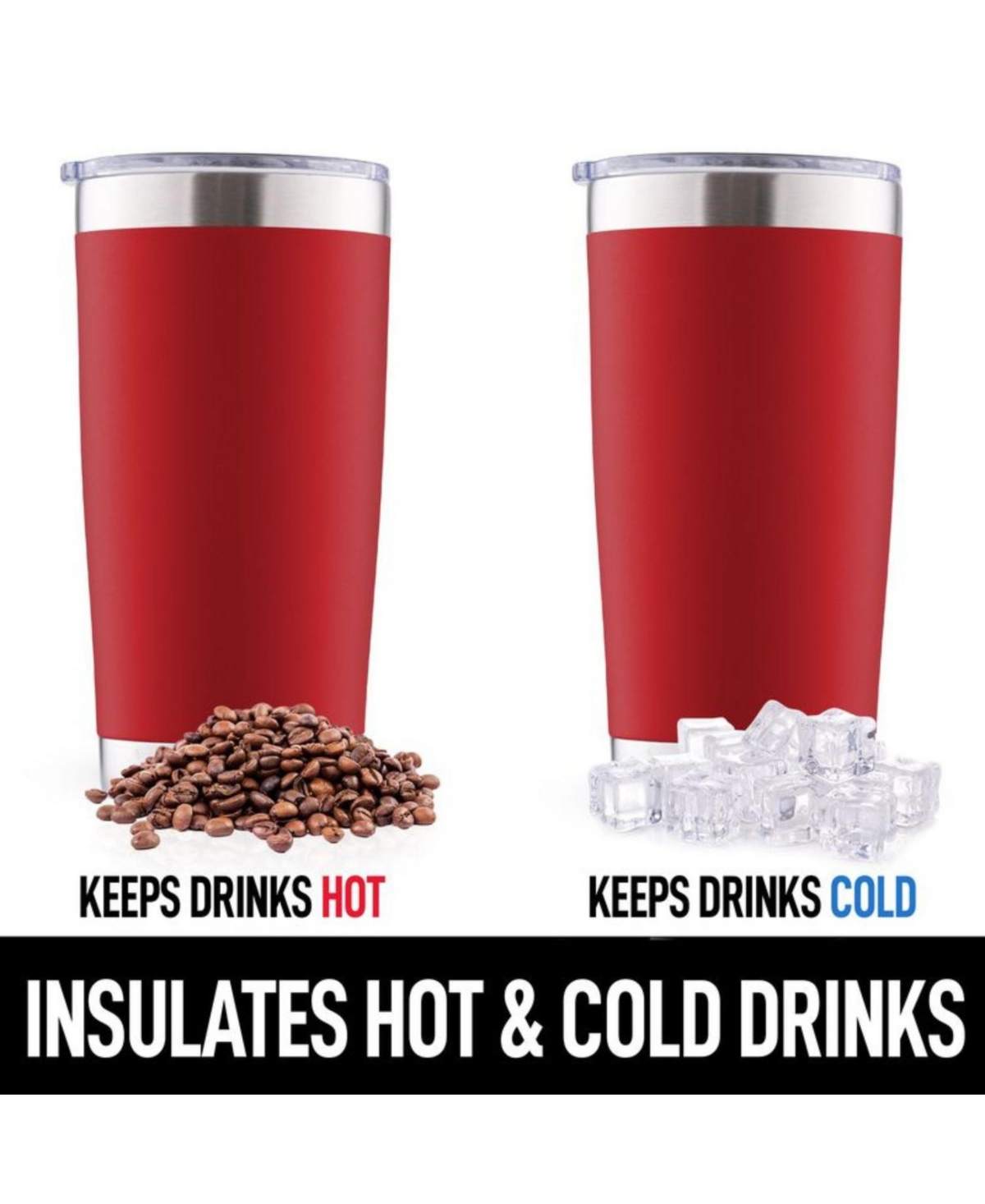 Zulay Kitchen 20oz Stainless Steel Tumbler With Lid and Straw - Sweat-Free Travel Coffee Mug Tumbler Cups