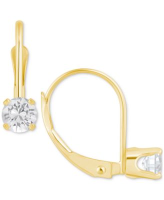 Amethyst Solitaire Leverback Earrings 12 ct tw in 14k Gold Also in Additional Gemstones - White Topaz 700$