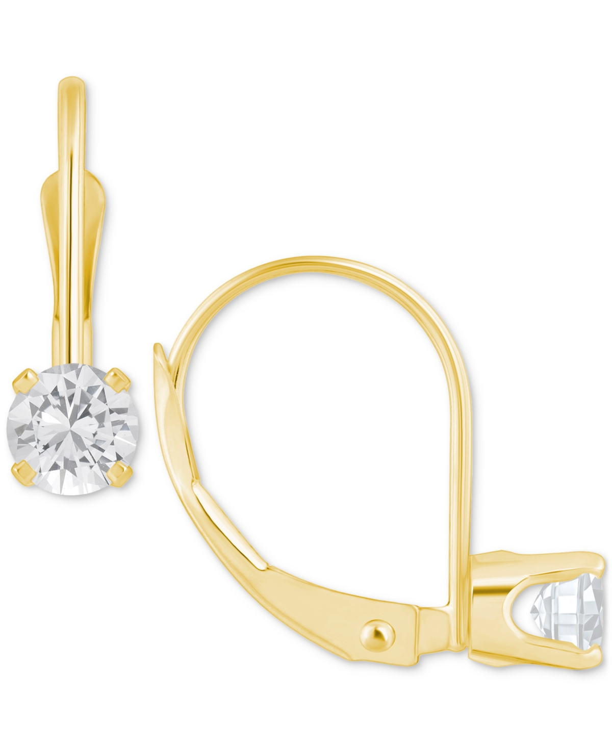Macy's Amethyst Solitaire Leverback Earrings (1/2 Ct. T.w.) In 14k Gold (also In Additional Gemstones) In White Topaz