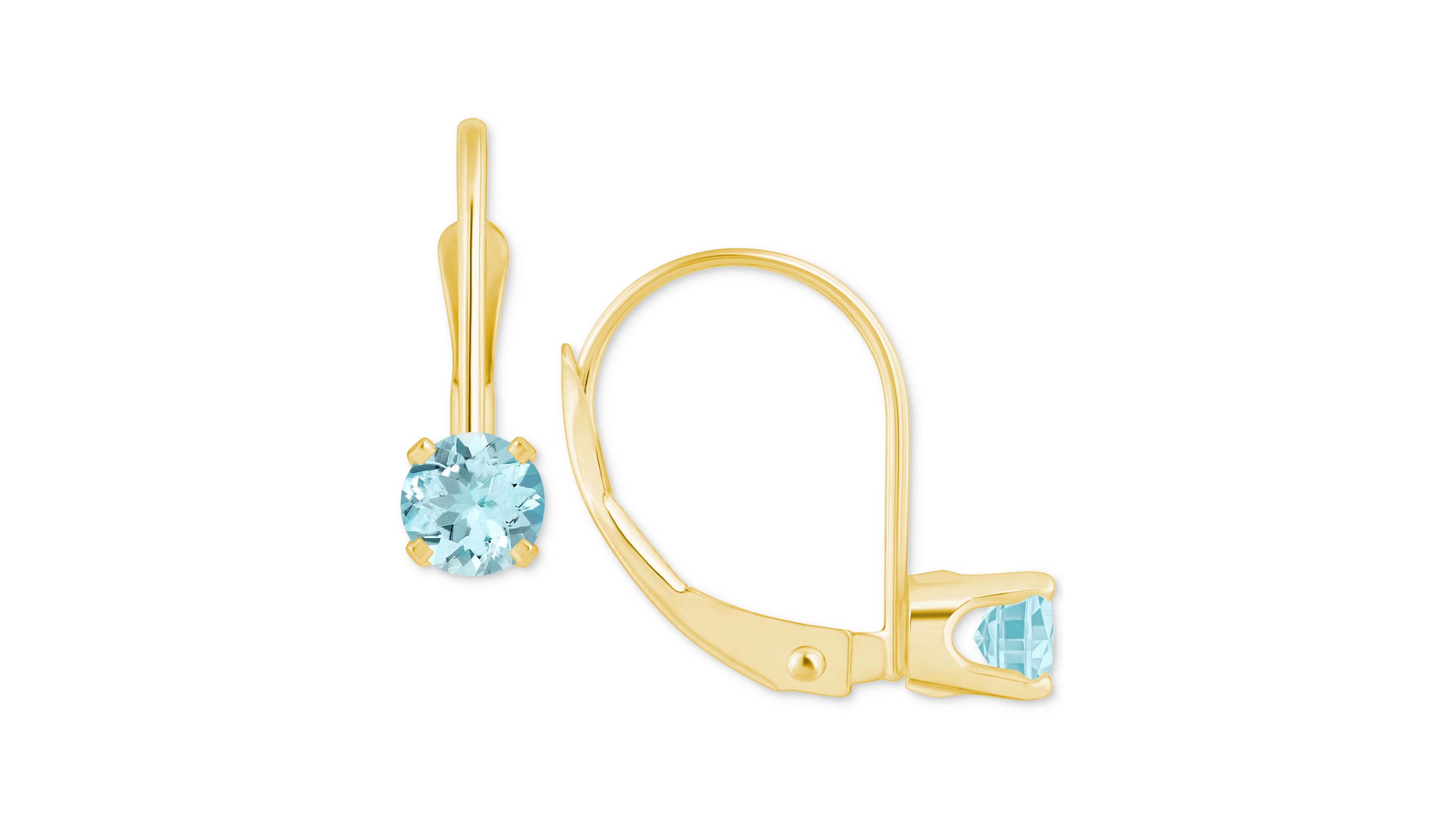 Amethyst Solitaire Leverback Earrings (1/2 ct. t.w.) 14k Gold (Also Additional Gemstones)