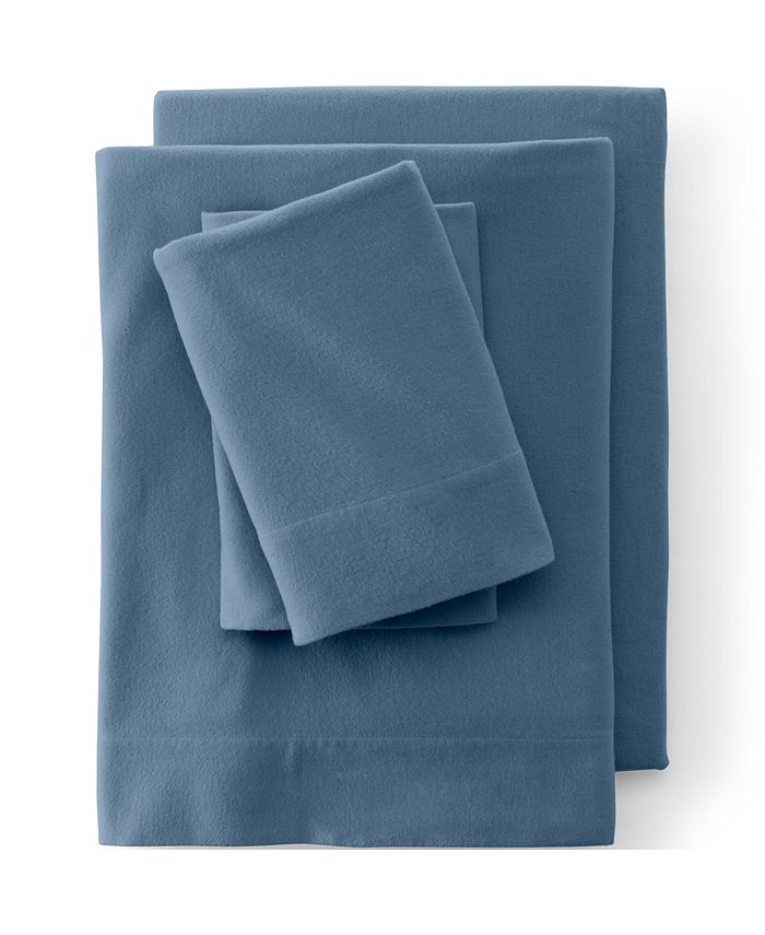 Lands' End Comfy Super Soft Cotton Flannel Fitted Bed Sheet 5oz Macy's