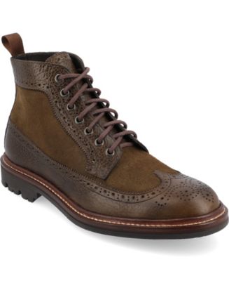 NWOB Taft Men\'s Brown Leather Tweed  The Boston Longwing Boots Size 9D 3654 Taft main image 4