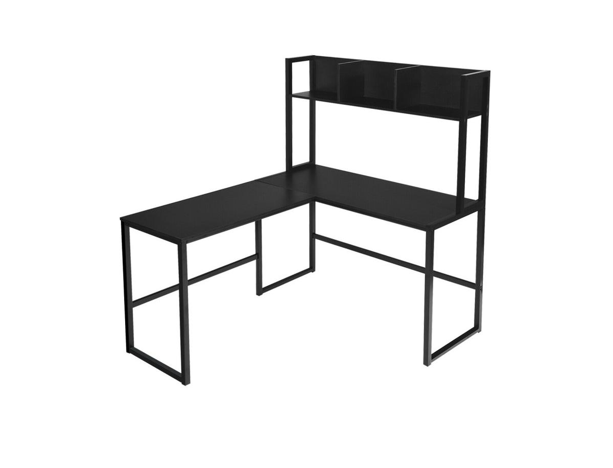 Shop Slickblue Reversible L-shaped Corner Desk With Storage Bookshelf In Black