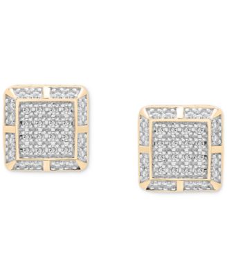Men's Diamond Square Cluster Stud Earrings (1/3 ct. t.w.) in 14k Gold-Plated Sterling Silver