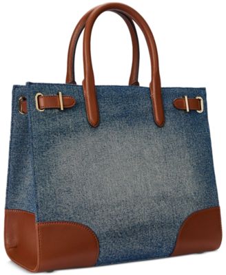【RALPH LAUREN】Devyn デニム レザートリム ラージトートバッグ Lauren Ralph Lauren Devyn Denim with Leather Trim Medium