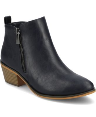 Women's Rebel Size Zipper Stacked Heel Booties