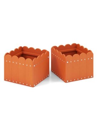 2 Pack Square Planter Box with Drainage Gaps for Front Porch Garden Balcony