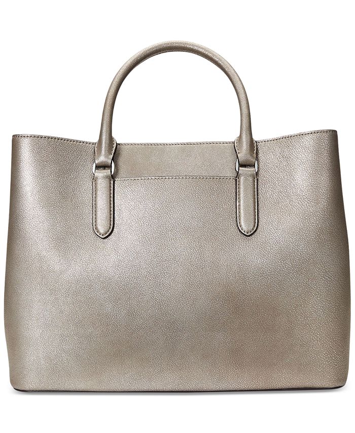 Lauren Ralph Lauren Metallic Leather Large Marcy Satchel - Macy 