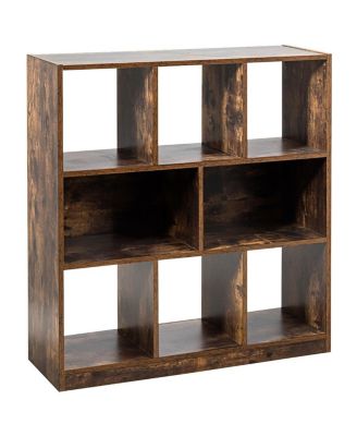 Open Compartments Freestanding Bookshelf for Decorations-Brown