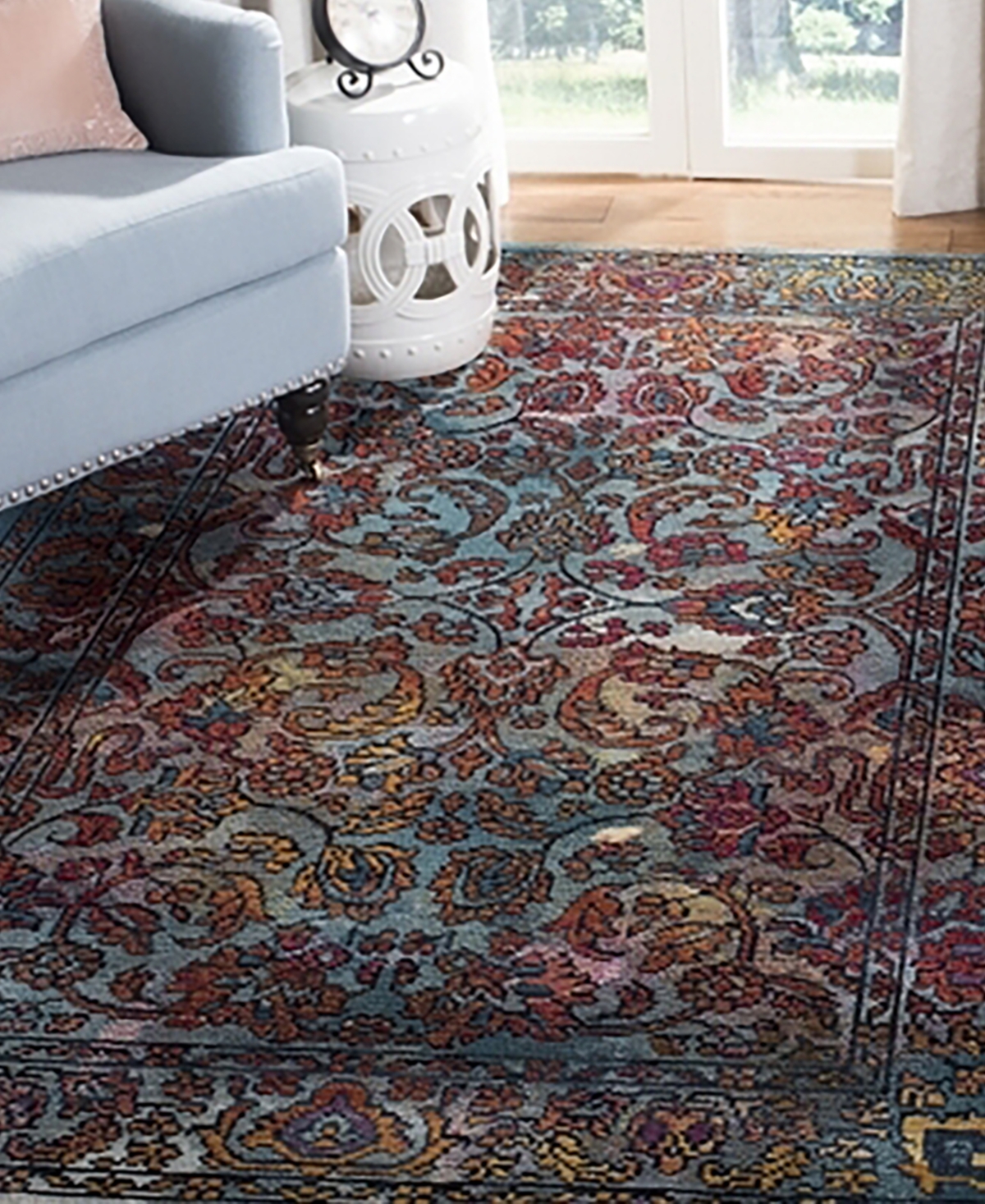 Safavieh Crystal CRS515and Orange Area Rug - Light Blue