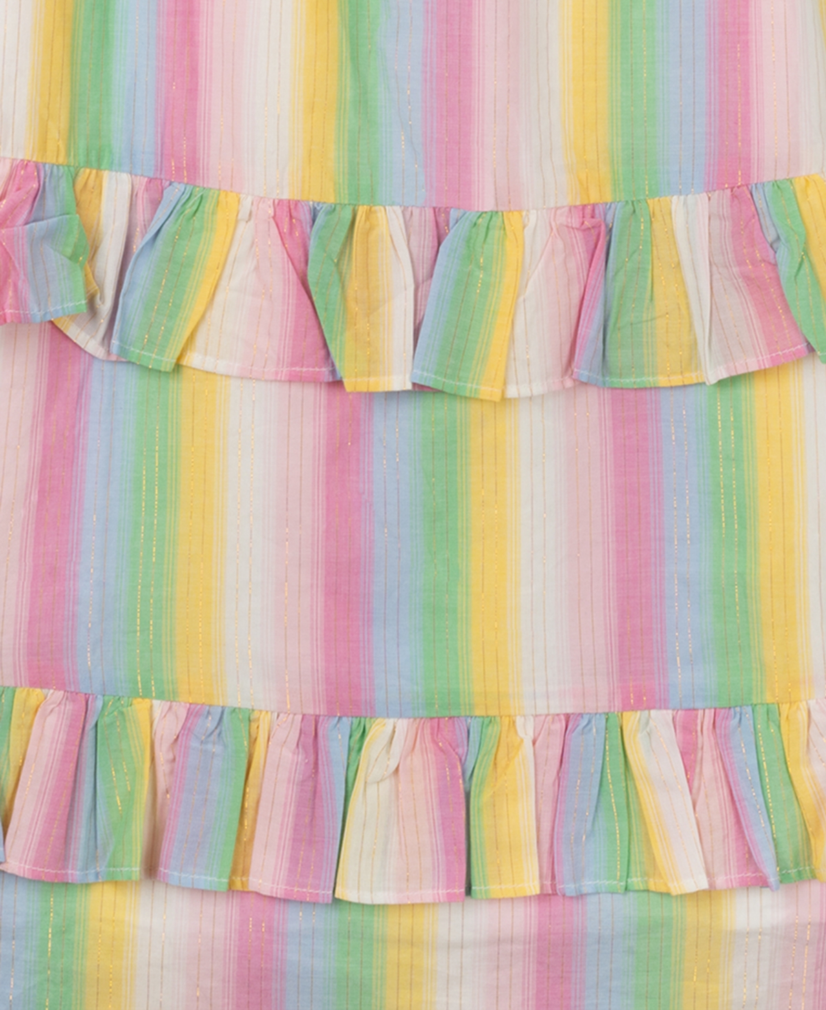 Shop Rare Editions Little Girls Striped Metallic Midi Dress In Pink