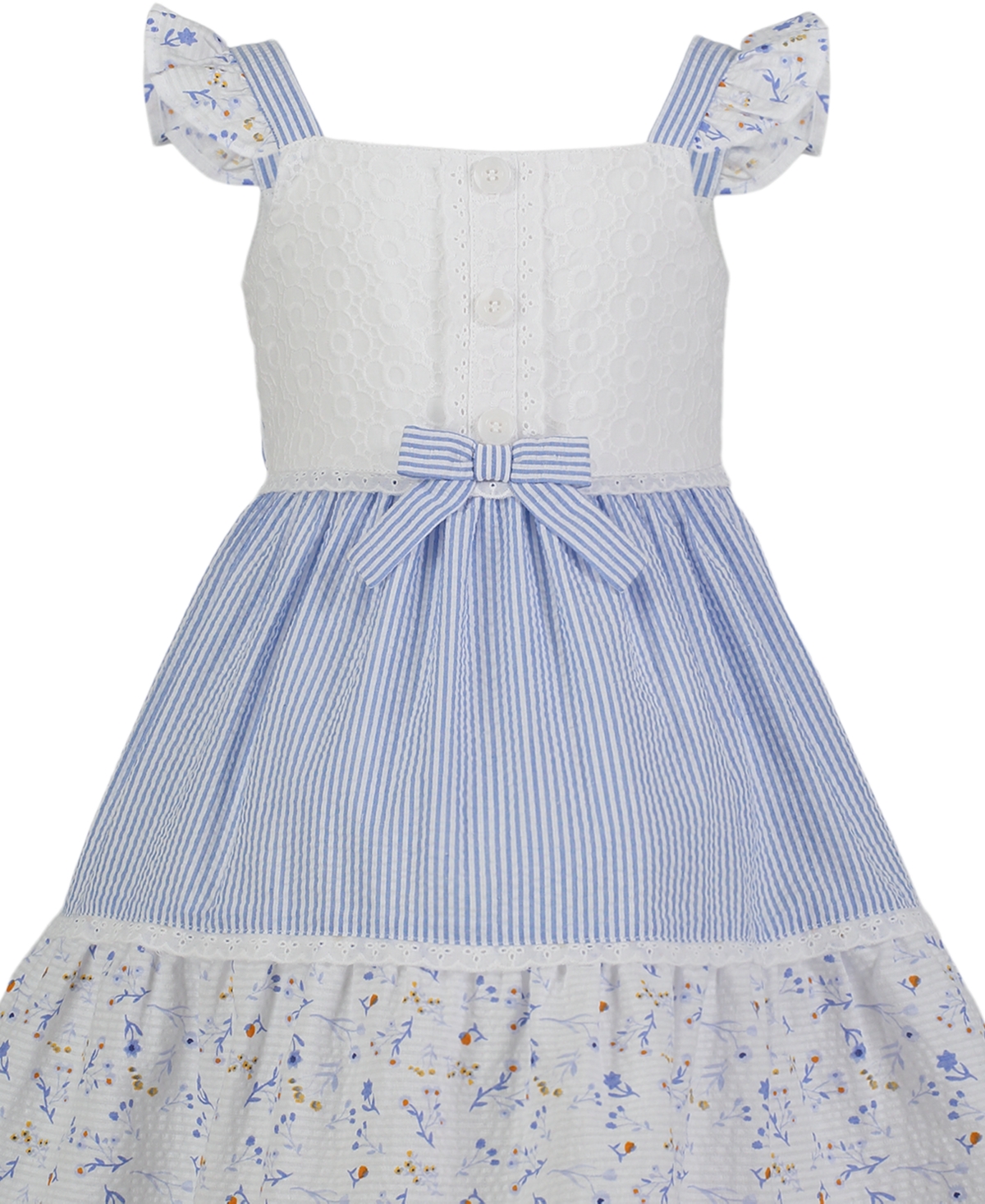 Shop Blueberi Boulevard Little & Toddler Girls Seersucker Eyelet Tiered A-line Dress In White