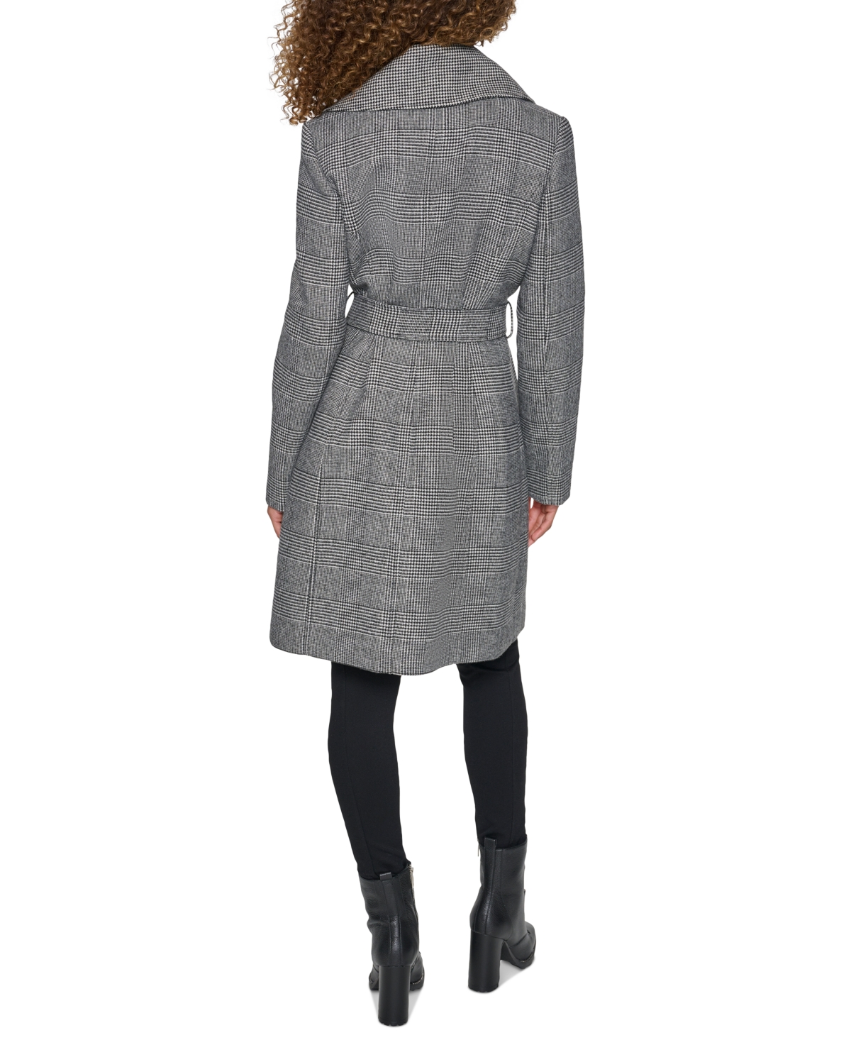 Karl Lagerfeld Paris Women's Houndstooth Wrap Coat -White