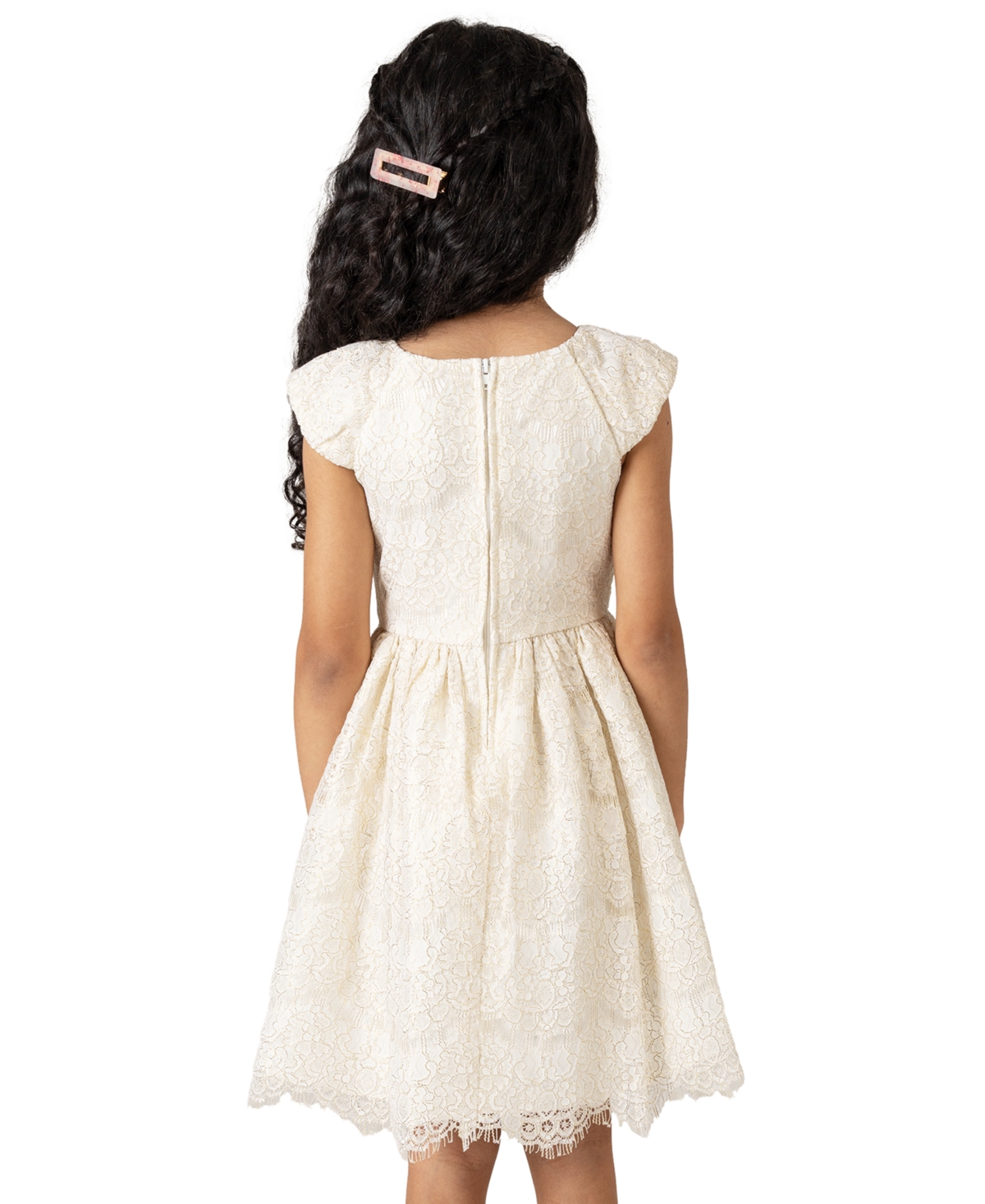 Shop Rare Editions Little Girls Foil Lace Social Dress In Ivory