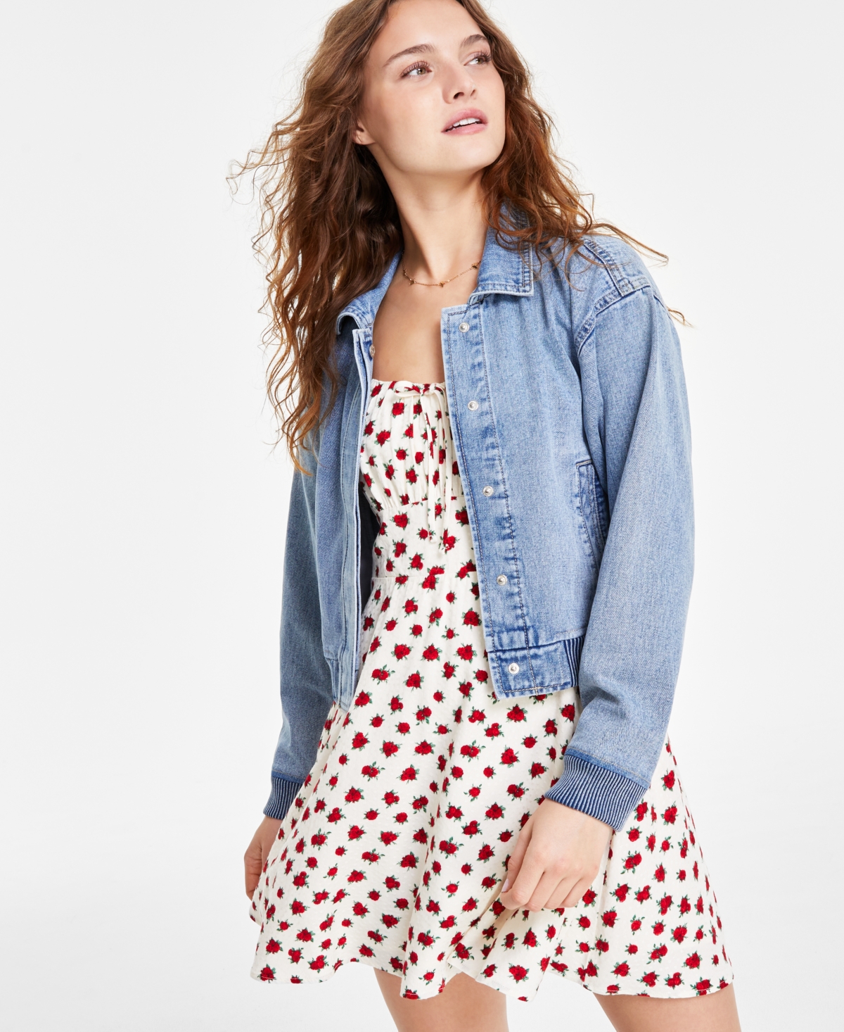 Celebrity Pink Juniors' Denim Bomber Jacket