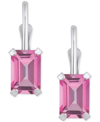 Pink Topaz Emerald-Cut Solitaire Leverback Earrings (1-3/8 ct. t.w.) in 10k Gold