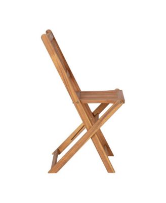 Stora Three Piece Solid Acacia Wood Folding Patio Bistro Set With Lightweight Round Table And Two Chairs