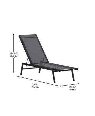 Braelin Set Of 2 Textilene Adjustable 5 Position Patio Chaise Lounge And Metal Frame Chair