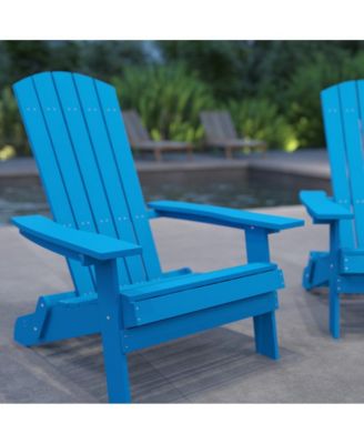 Set Of 2 Riviera Poly Resin Folding Adirondack Lounge Chair - All-Weather Indoor/Outdoor Patio Chair