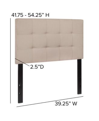 1Pc Quilted Tufted Upholstered Twin Size, Box Stitch, Adjustable Height, Contemporary Style Headboard