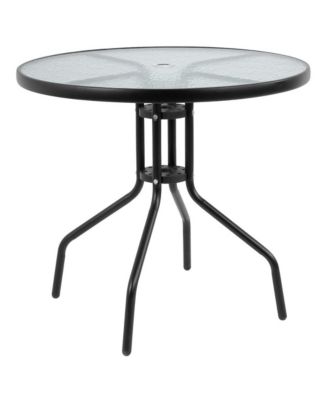 6 Piece Patio Garden Set With Table, Umbrella And 4 Folding Chairs