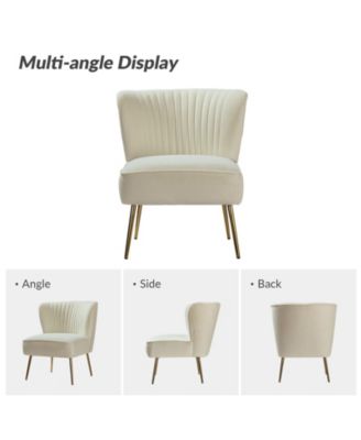 Velvet Accent Chair with Gold Metal Legs for Bedroom Guest Room Vanity