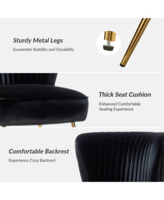 Velvet Accent Chair with Gold Metal Legs for Bedroom Guest Room Vanity