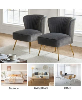 Velvet Accent Chair with Gold Metal Legs for Bedroom Guest Room Vanity