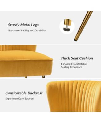 Velvet Accent Chair with Gold Metal Legs for Bedroom Guest Room Vanity