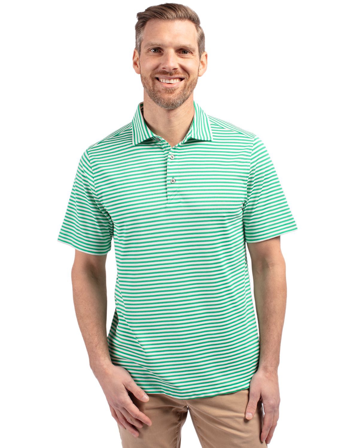 Men's Virtue Eco Pique Stripe Recycled Polo Shirt - Gelato