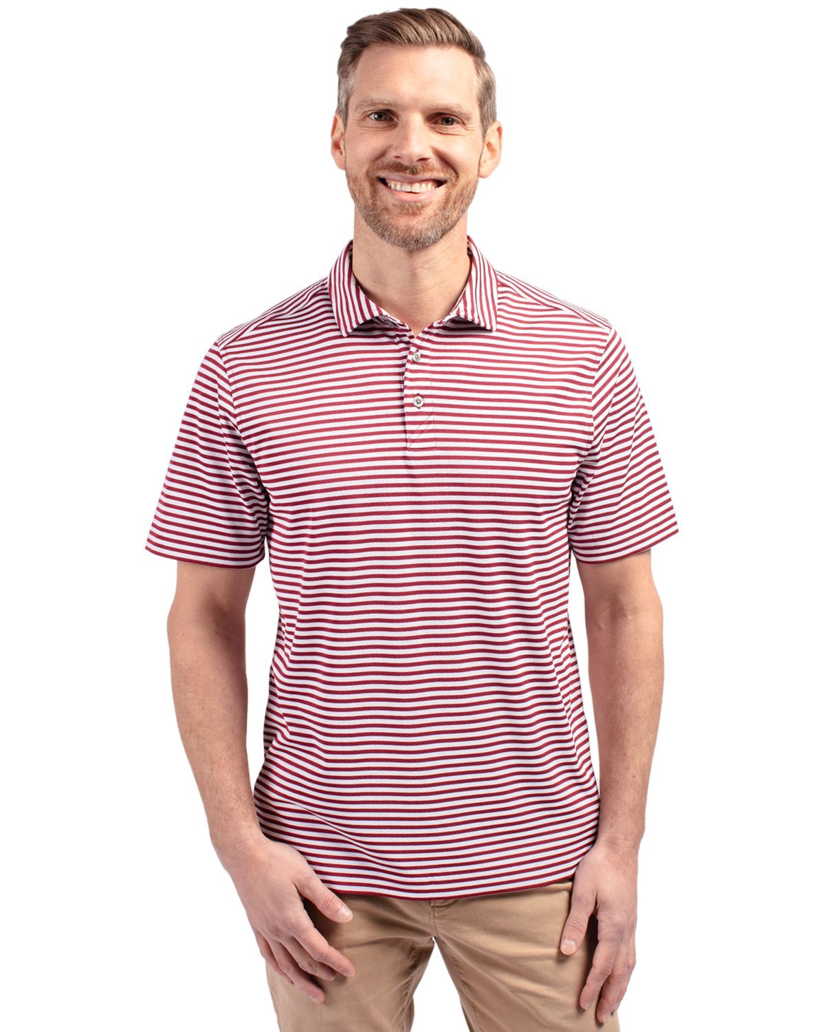 Men's Virtue Eco Pique Stripe Recycled Polo Shirt - Gelato