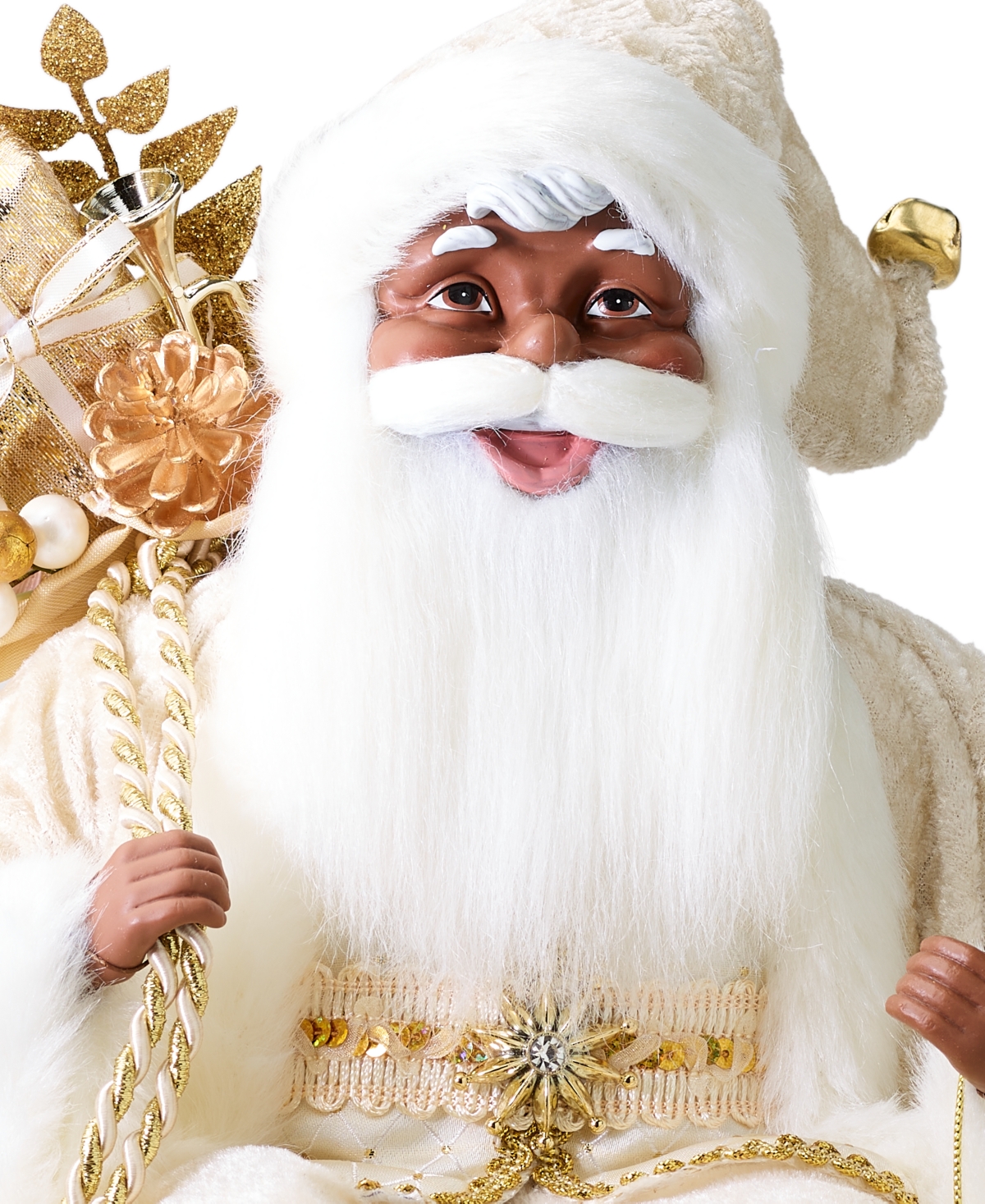 Holiday Lane Gold & White Santa with Lantern and Gifts, Exclusively at Macy's