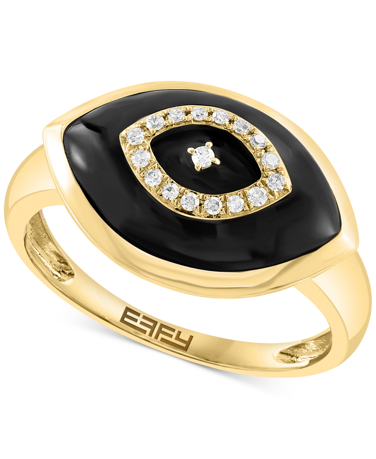 Effy Onyx & Diamond (1/20 ct. t.w.) Evil Eye Statement Ring in 14k Gold - Yellow Gol