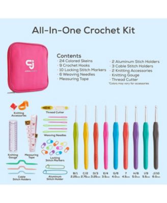 JumblCrafts Crochet Kit w/Crochet Hooks, 24 Acrylic Yarn Set & More
