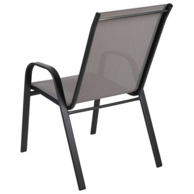 Set Of 4 Manado Series Metal Stacking Patio Chairs With Flex Comfort Material
