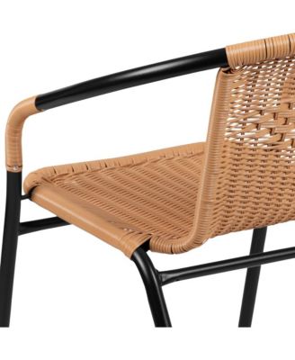 2 Pack Rattan Indoor-Outdoor Restaurant Stack Chair With Curved Back