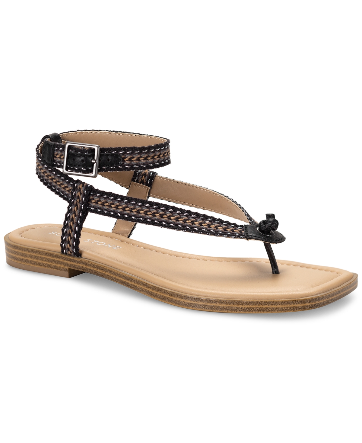 Shop Sun + Stone Murphyy Woven Thong Sandals, Created For Macy's In Black Woven