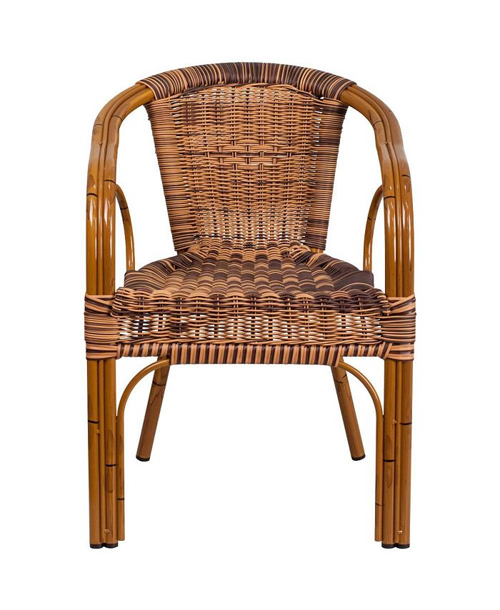 MERRICK LANE Esna Series Stacking Rattan Patio Chair With Bamboo Look