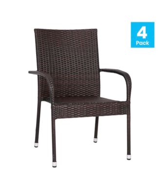Sala Stacking All-Weather Wicker Wrapped Powder Coated Steel Patio Club Chairs For Indoor And Outdoor Use