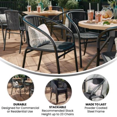 2 Pack Rattan Indoor-Outdoor Restaurant Stack Chair With Curved Back