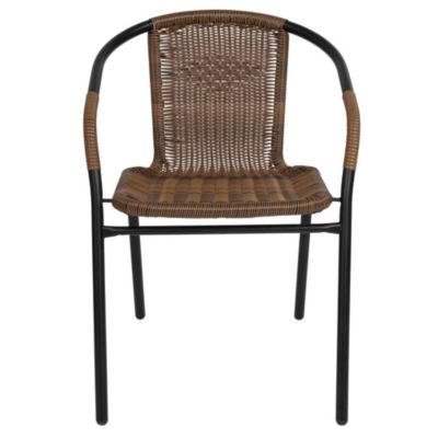 4 Pack Rattan Indoor-Outdoor Restaurant Stack Chair With Curved Back