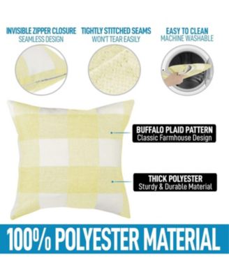 Buffalo Plaid Polyester Durable Anti-Fade 2 Piece Throw Pillow Covers, 18x18 Inches
