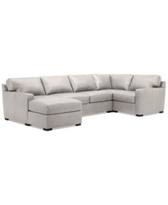 Radley 136" 4-Pc. Leather Square Corner Modular Chaise Sectional