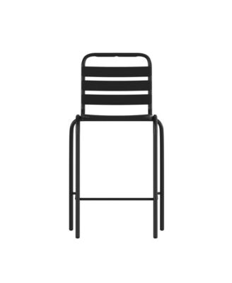 Jens Metal Dining Stool With Triple Slatted Back For Indoor And Outdoor Use