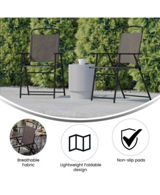 Munroe Set Of 2 Textilene Folding Sling Style Patio Chairs With Armrests