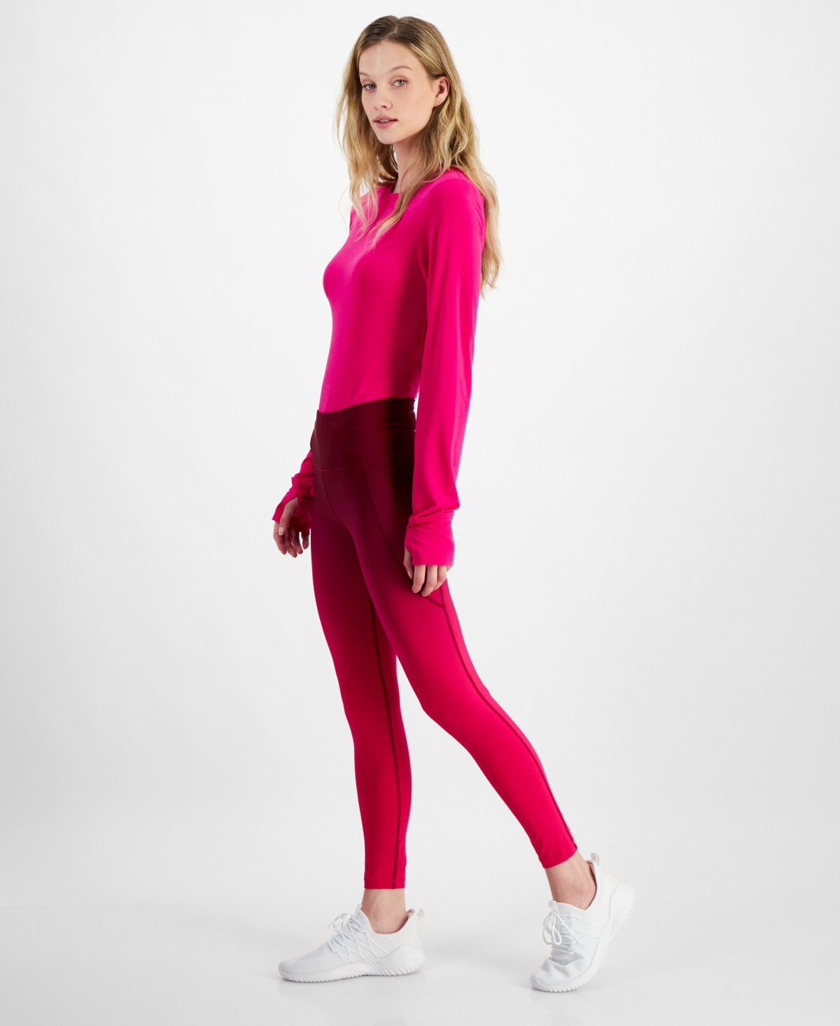Women's Ombre 7/8 Compression Leggings, Created for Macy's - Pink Dragon